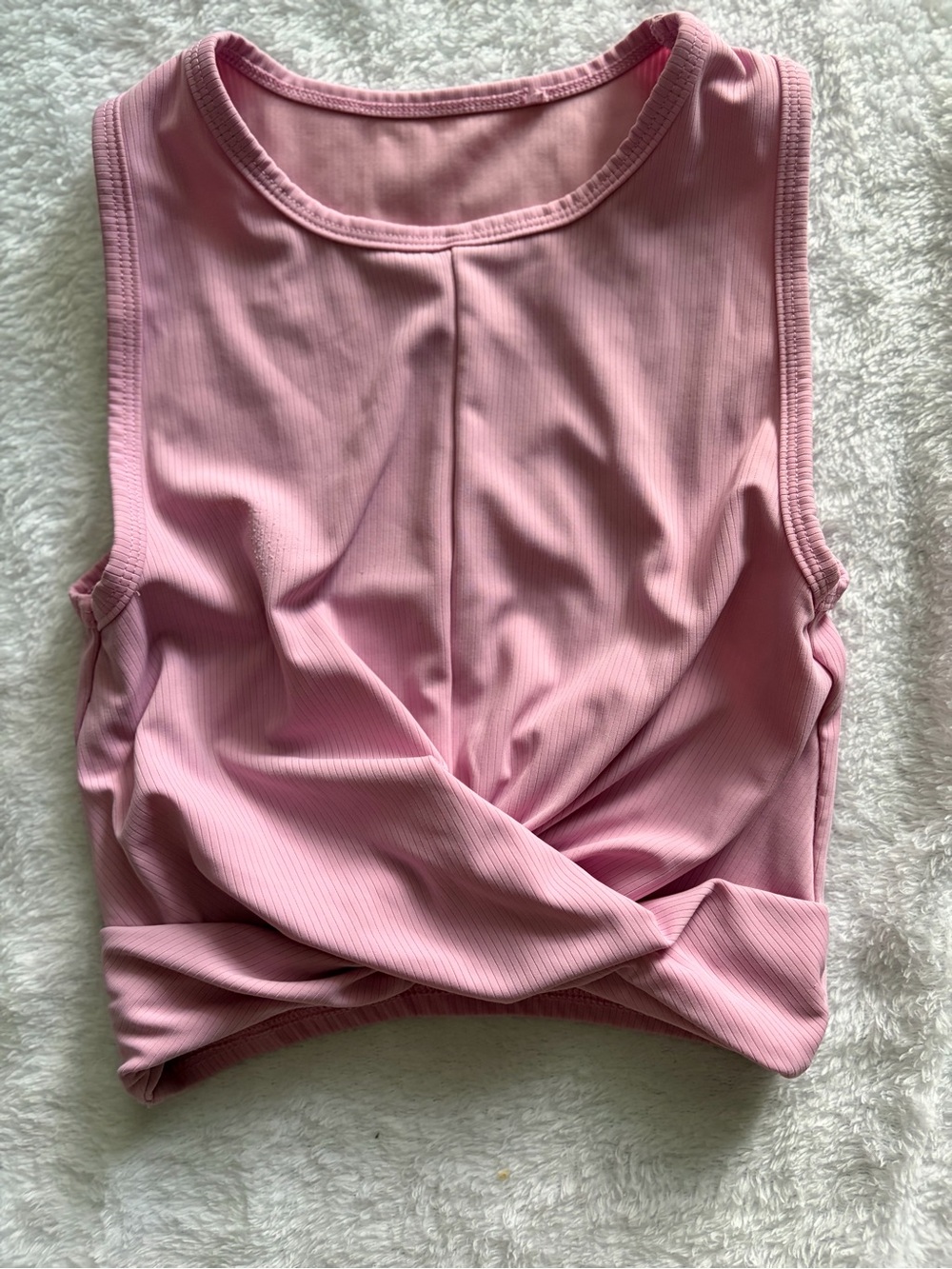 Honeycut Light Pink Ribbed Twist-Front Dance Top 💕 Child Medium